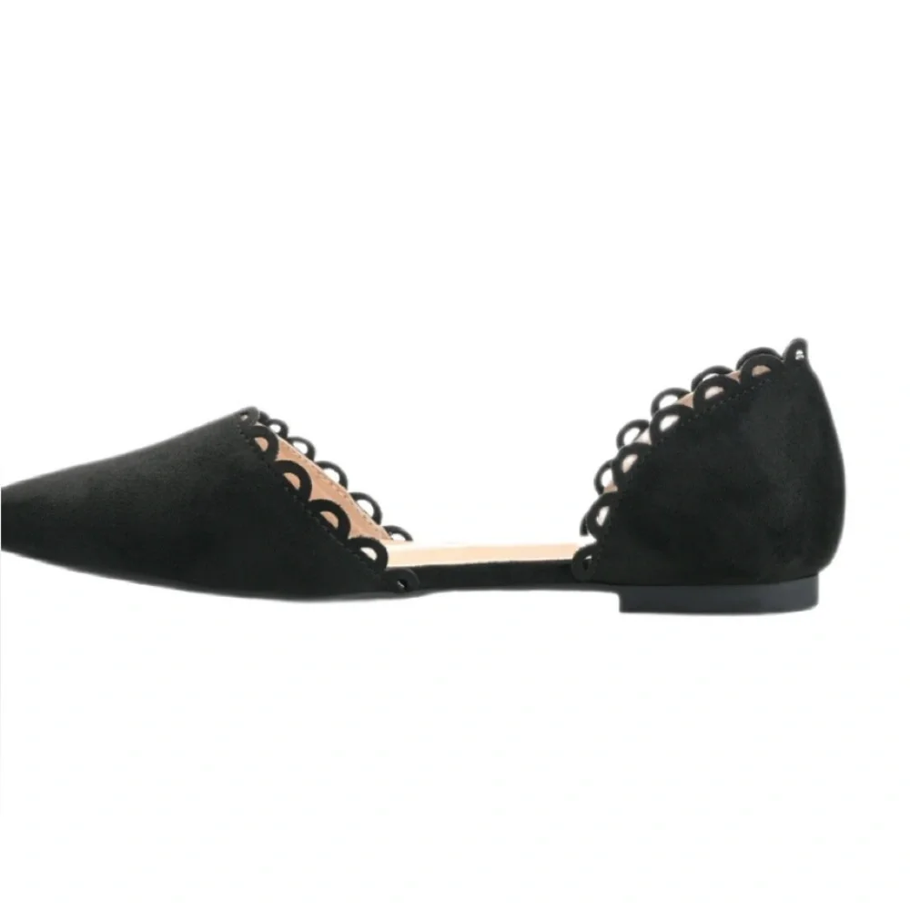 Journee Collection Jezlin Black Faux Suede D’Orsay Flats NWT